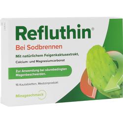 Verpackung von Kautabletten gegen Sodbrennen mit Minzgeschmack und Feigenkaktusextrakt.